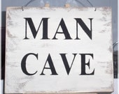 Man Cave White Wood Sign Custom Sign Fathers Day Gift Manly Male Hubby Birthday Gift