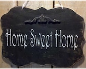 Home Sweet Home Black Shabby Chic Wood Sign Custom