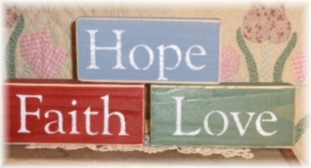 Faith, Hope And Love Wood Block Signs