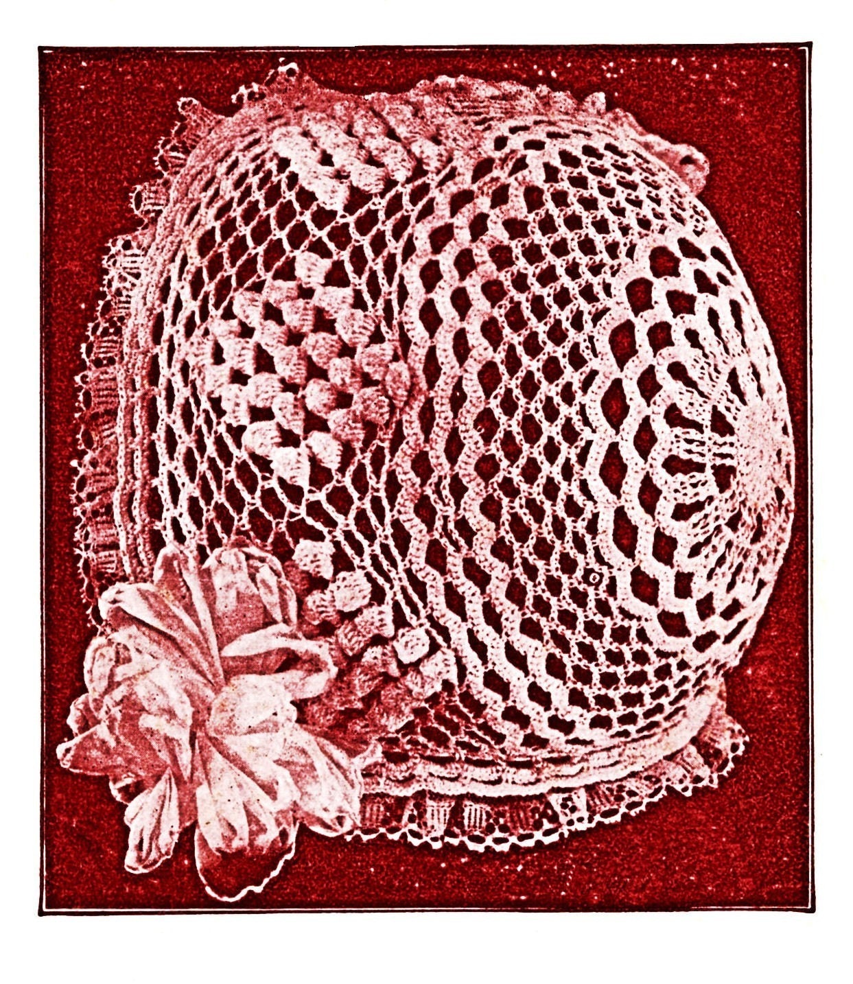 Crochet Baby Bonnet Pattern Popcorn Stitch Anne Orr 1917 PDF Vintage Lace