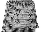 Crochet Wedding purse bag Tea Rose filet crochet design Vintage 1915 PDF pattern
