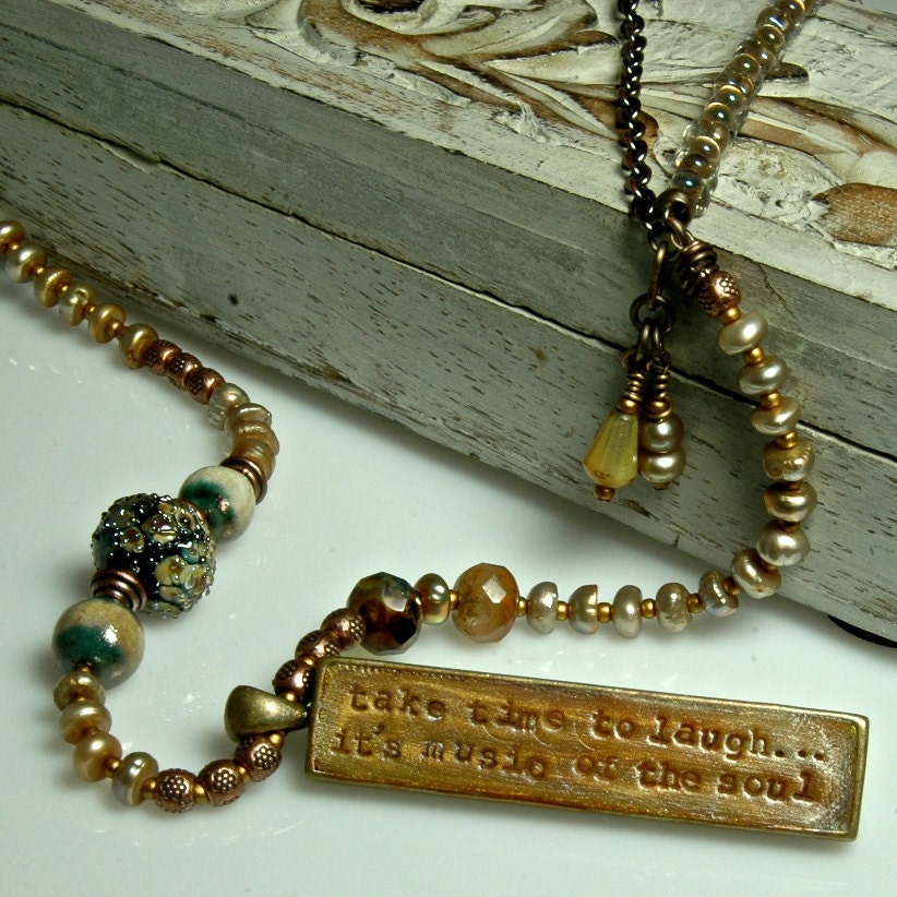 Take Time to Laugh as seen in Bead Trends June 2012 Inspirational OOAK Artisan Necklace