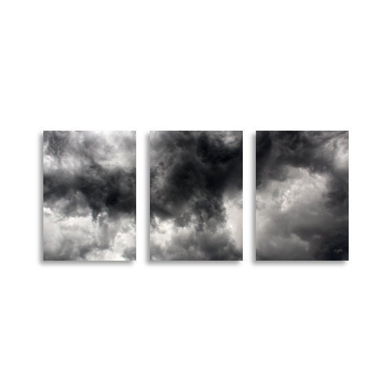 Stormy Summer Sky original photography art prints set of 3, triptych photography prints, storm photography - IrishVikingDesigns