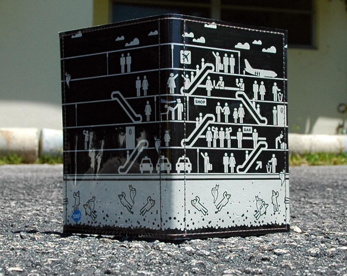 Handmade Vinyl Art Passport Case - Air Terminal