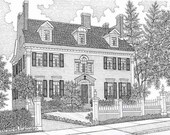 Custom House Portrait (10 x 15 pen and ink illustration), Home Portrait, Gift, Home Rendering, Original Art, House Drawing, Architecture