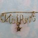 Vintage Mother Wire Script Brooch with Dangling Star