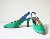 Tropical Resort Sling Back Heels / Sz 6 / Evan Picone