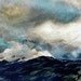 Turquoise Clouds Reproduction Print- Blue White Stormy Sky Over Mountains- Watercolor Landscape- 8x10