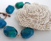 Ivory Rose and Turquoise Bracelet