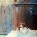 Ballerina at Rest , Art Original Acrylic Painting,in Old Studio Room, window, white dress, woman   I take CREDIT CARDS