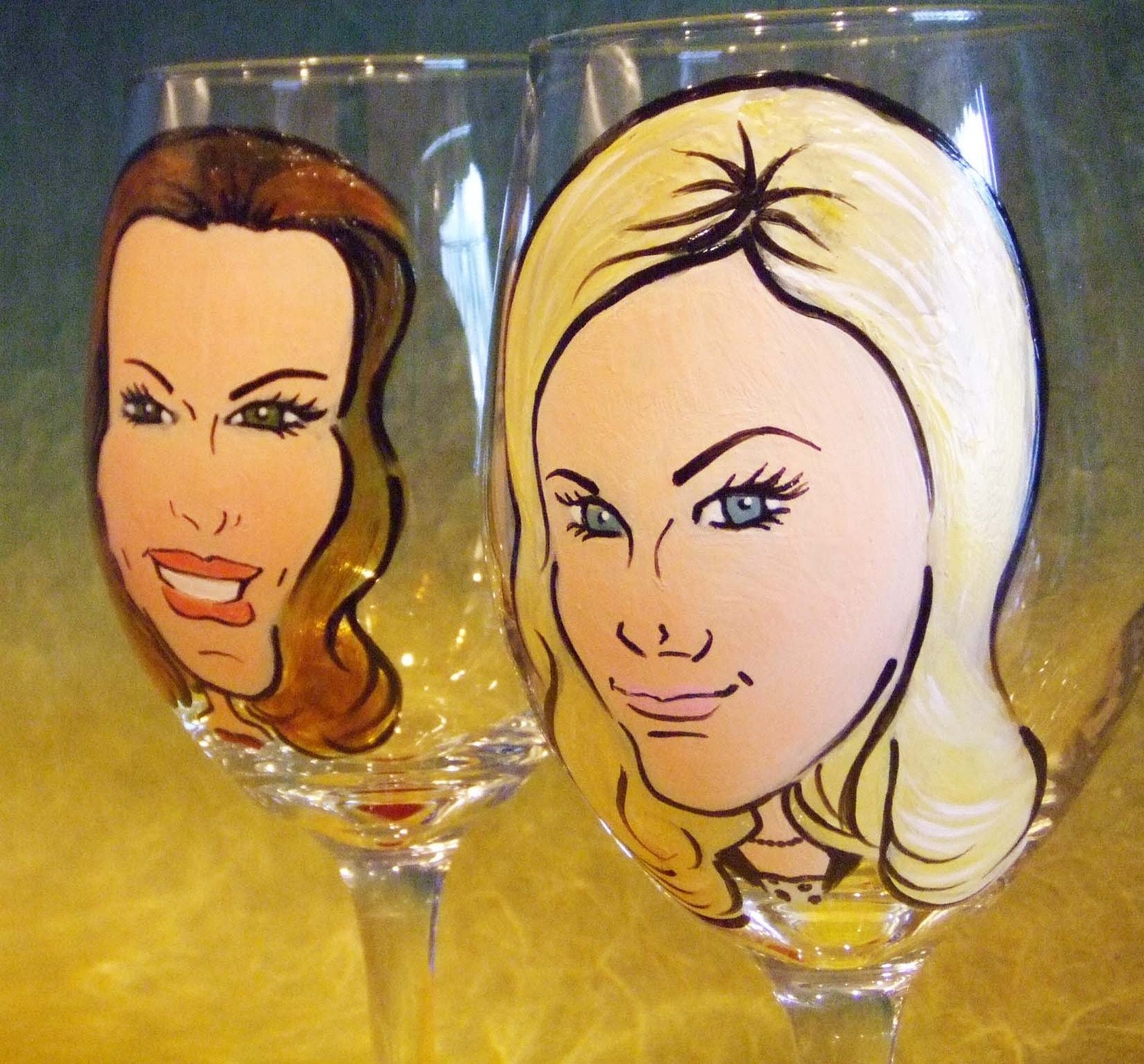 Maid of Honor Gift - Original Custom Caricature Wine Glass - Custom - Personalized