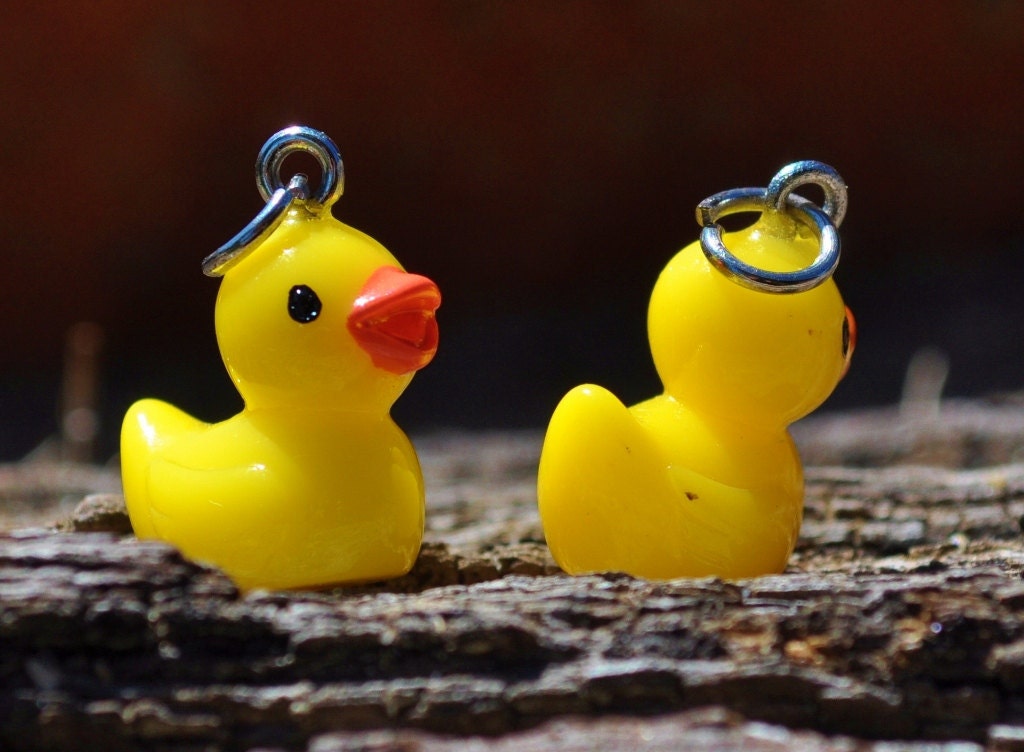 Yellow rubber duck earrings