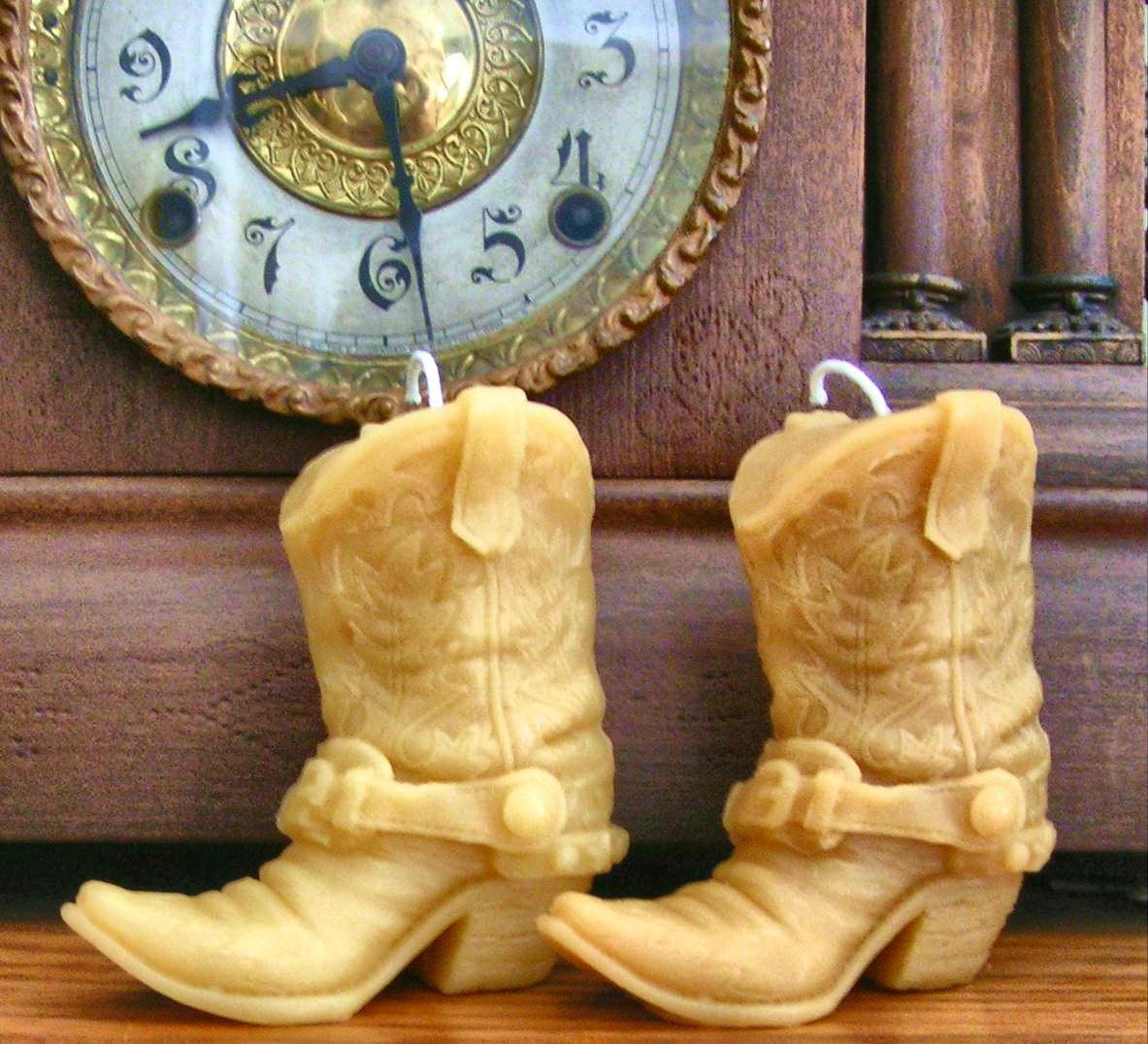 Cowboy Boots Beeswax Candle