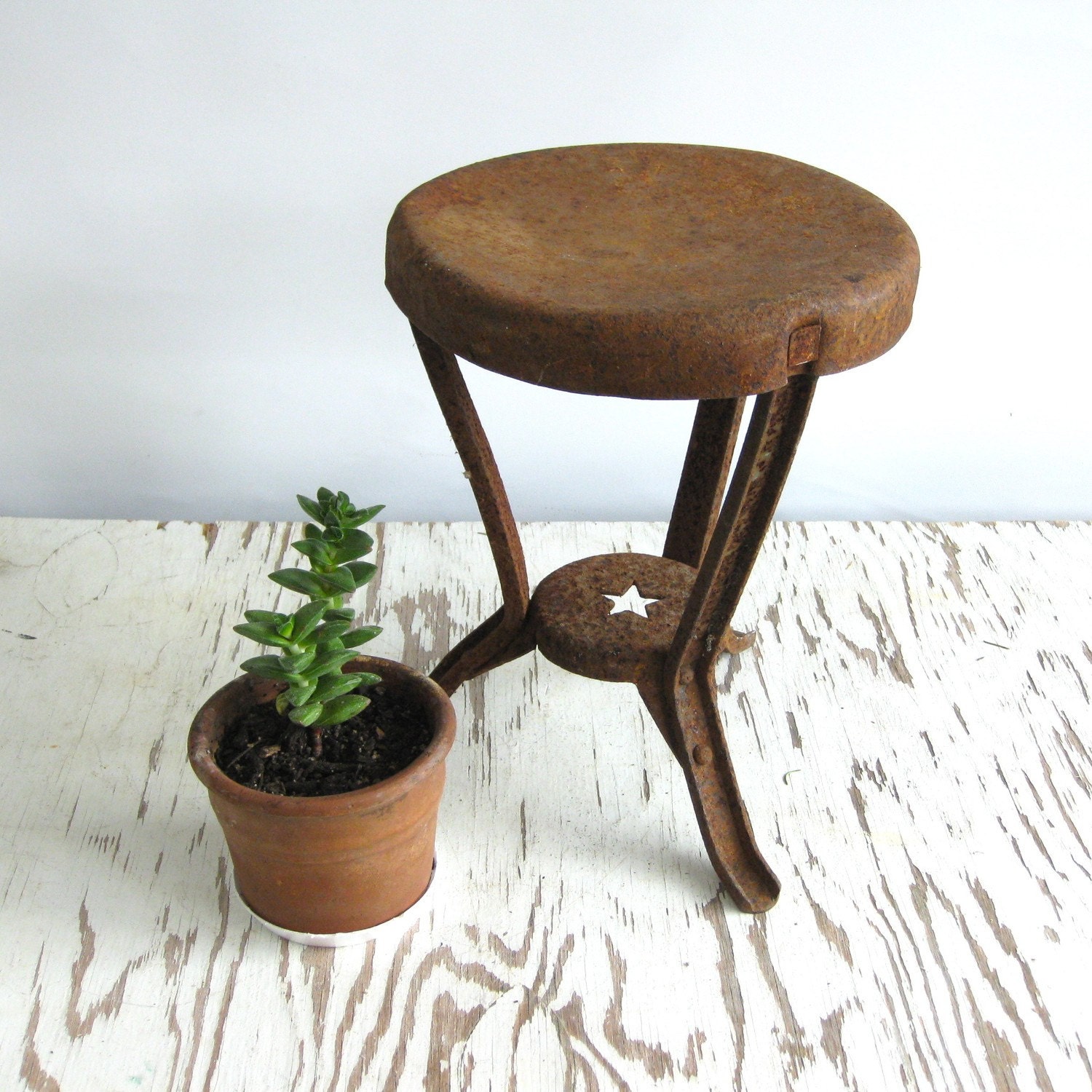 SALE antique metal milking stool by CometWreckage on Etsy
