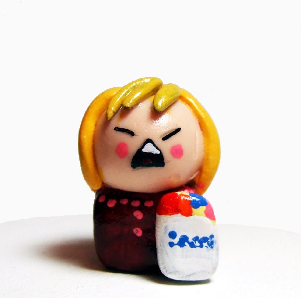 Angry Shopper Miniature Figurine Funny Collectible - Handmade by The Happy Acorn