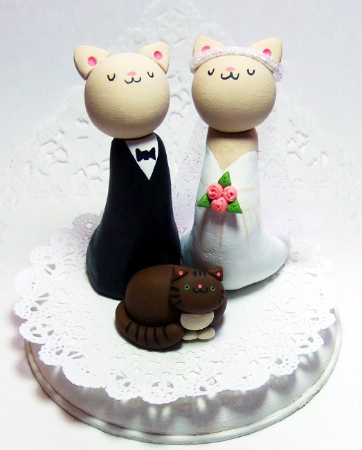 CUSTOM WEDDING Cake Topper with Your Pet - Handmade by The Happy Acorn