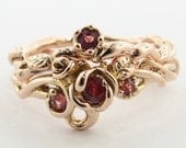 Rose Garden Wedding Set, Orange Sapphire and Rose Gold