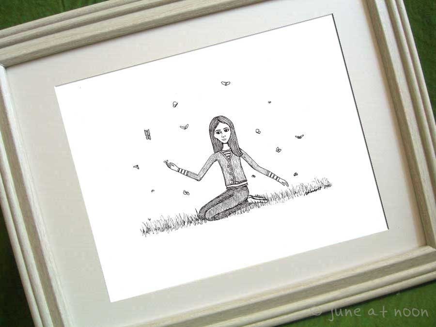 Things That Fly, illustration print, bugs, butterflies, moths, 8x10