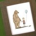 Bear Boy Balloon, color illustration print, 8 x 10, children, nursery decor