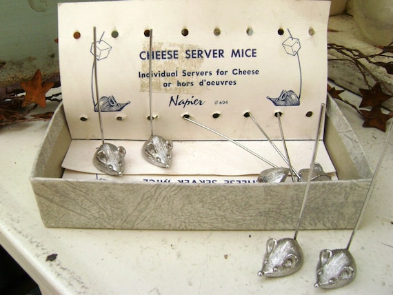 5 Mouse Cheese Picks or Label Holder by ZigZagWay on Etsy