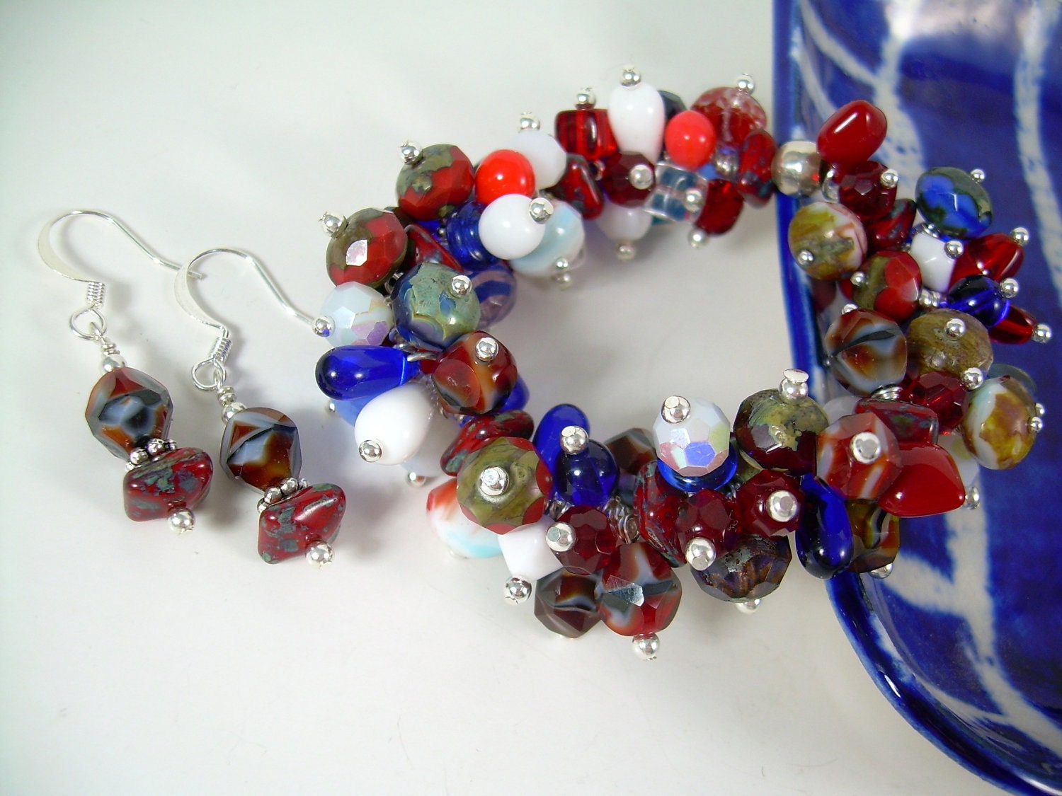 Pop Art - Sterling & Picasso Bead Bracelet