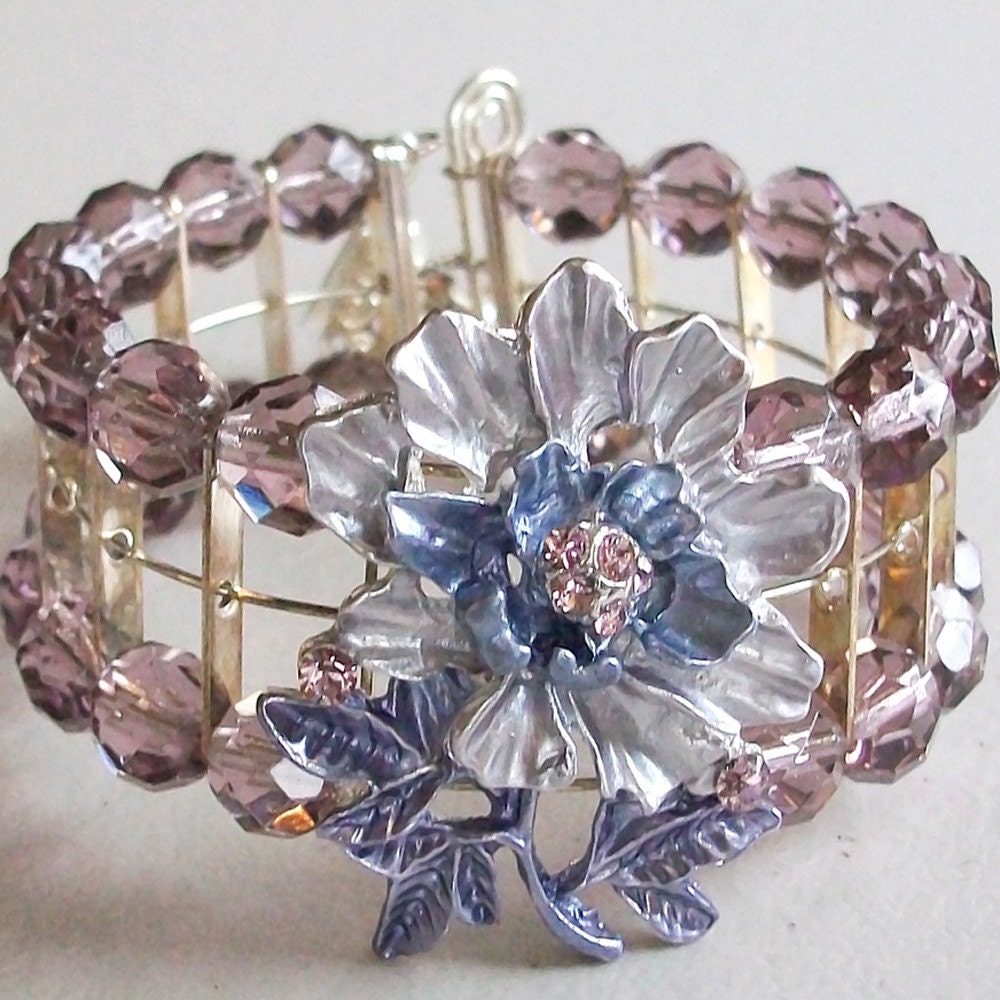 Purple Crystal Cuff fashion jewelry plus size evening