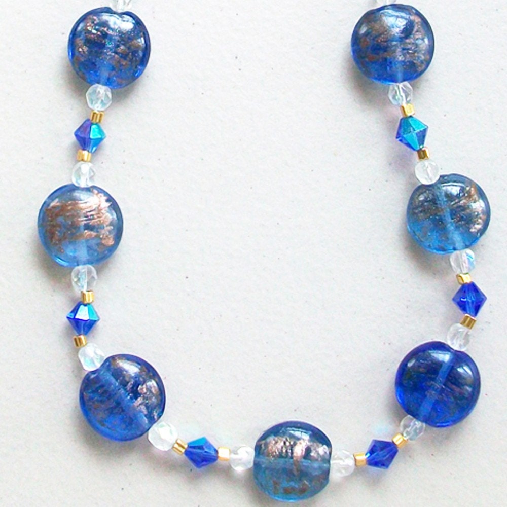 Cobalt Blue Lampwork Bead Necklace fashion jewelry plus sized