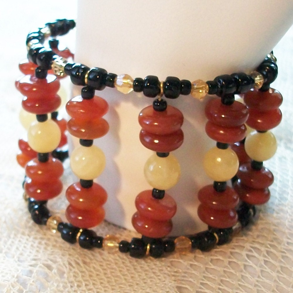 Cuff Bracelet Rust and Yellow fashion jewelry plus size