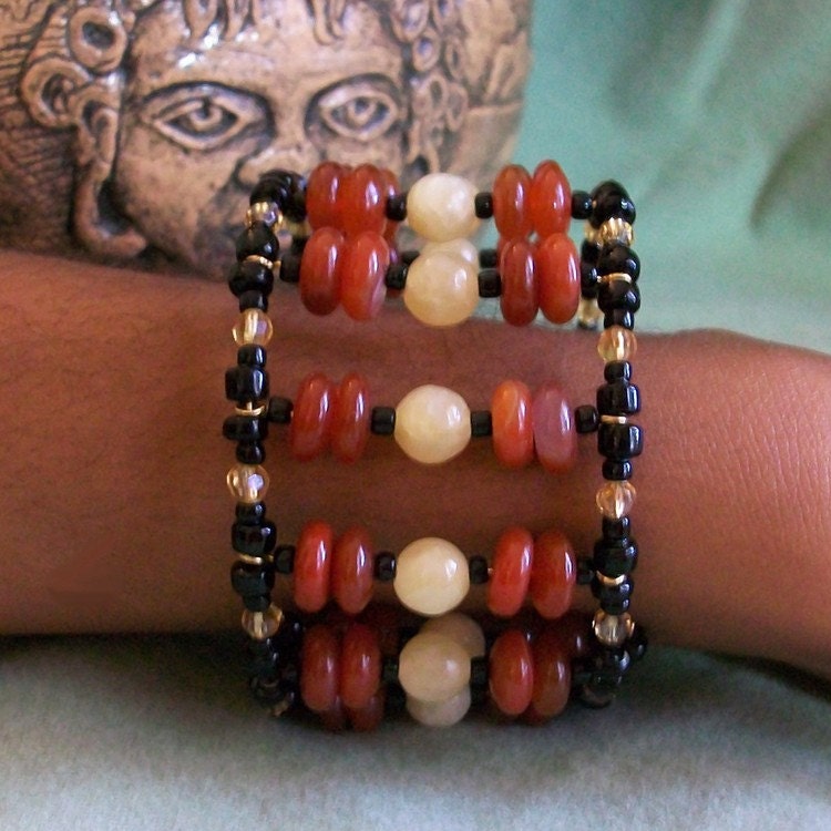 Cuff Bracelet Rust and Yellow fashion jewelry plus size