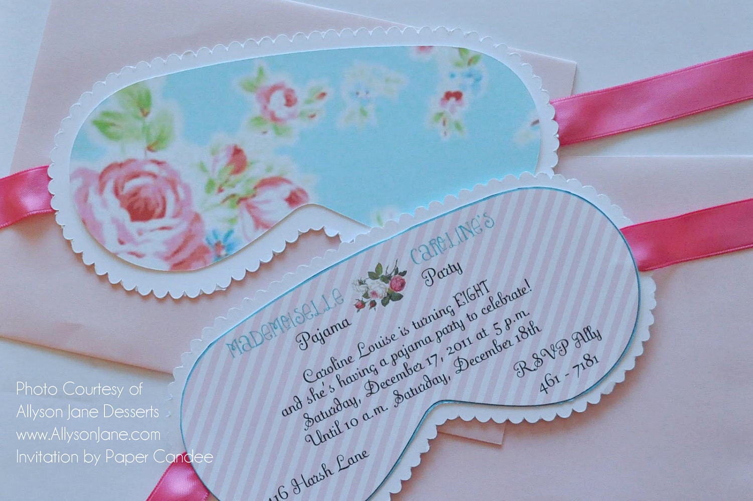 Shabby Chic Sleep Mask Invitation PRINTABLE FILE