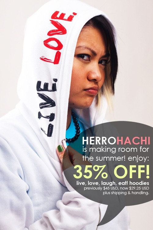 35 PERCENT OFF - Live, Love, Laugh, EAT Hoodie