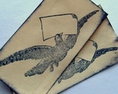 Favor tags,rustic rustic bird note, Coffee stained, set of 12