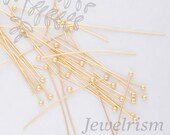 BA102-MG // Matte Gold Plated 23 Gauge, 30mm Ball Pin, 50 Pc