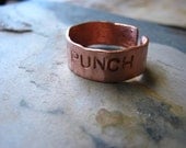 Sucker Punch - Men's Copper Stamped Ring - Adjustable