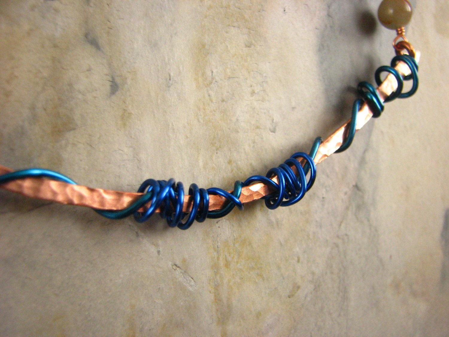 Tangled Up In Blue - Copper and Blue Necklace with Amazonite