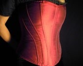 SALE-- Period Corset with a Modern Shape in Burgundy Silk Shantung Size  XL