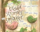 Inspirational Art, Promise Me Youll Always Remember Birds in pink, A.A. Milne, 8 x 10 Fine Art Print
