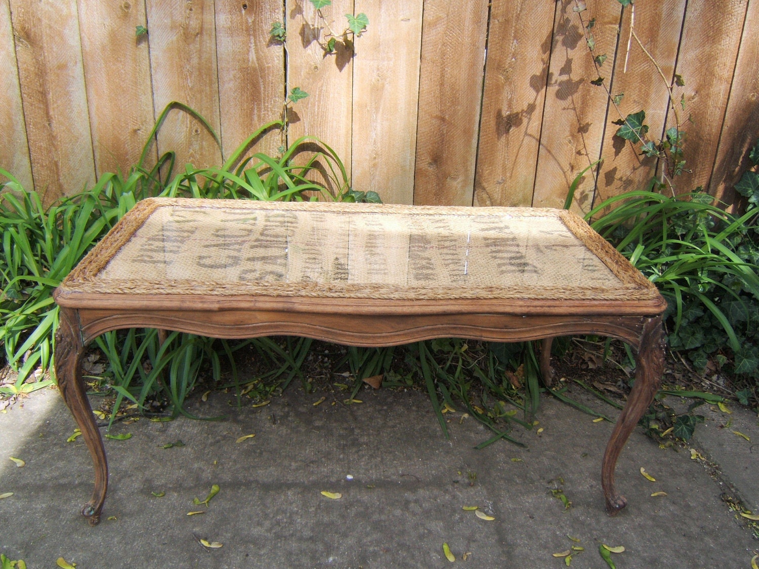 Antique French Walnut Burlap Table