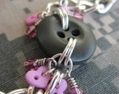 Military Button Bracelet I love My Soldier Paired Hearts Button Bracelet