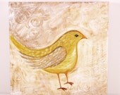 Bird Art  "Yellow Bird" on Canvas OOAK