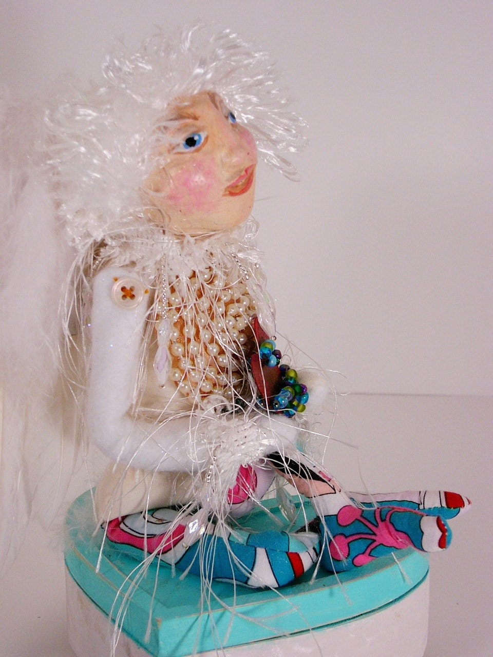 Art Doll Mixed Media  on a Heart Shaped Box