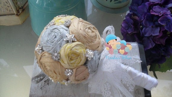 Bridal Bouquet, Wedding Bouquet, Rosebud Silk Bouquet, Vintage Inspired Bridal Bouquet First Installement