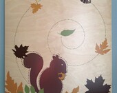 Woodland Squirrel Art - Original Screen print on Wood