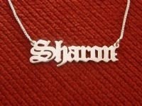 Old English Name Necklace-xtra strong nameplate, double sterling silver, with ANY NAME up to 10 letters, chain included