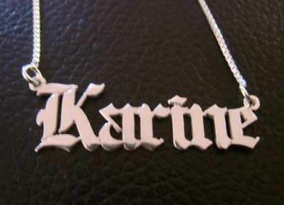 Large 1.3 cms tall Old English style name necklace with your name, any name up to 10 letters,sterling silver