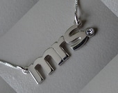 Double Thick All Lower Case Name Necklace with Any Name up to 13 Letters, Swarovski Birthstone crystal- mrs necklace, verdana font
