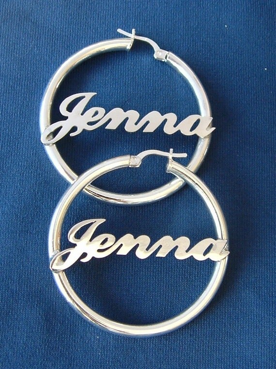 Earrings Hoops with your name, Carrie style name earrings, any name up to 7 letters, choose font