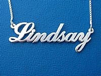 Custom 14k White Gold Name Necklace chain included, personalize it with any name up to 7 letters (lindsay style)
