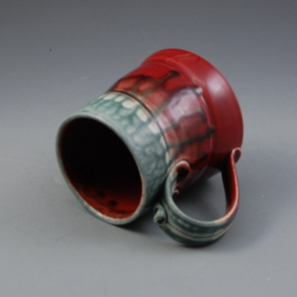 Special Edition Mug - Cranberry Red and Forest Green Porcelain by Mark Hudak