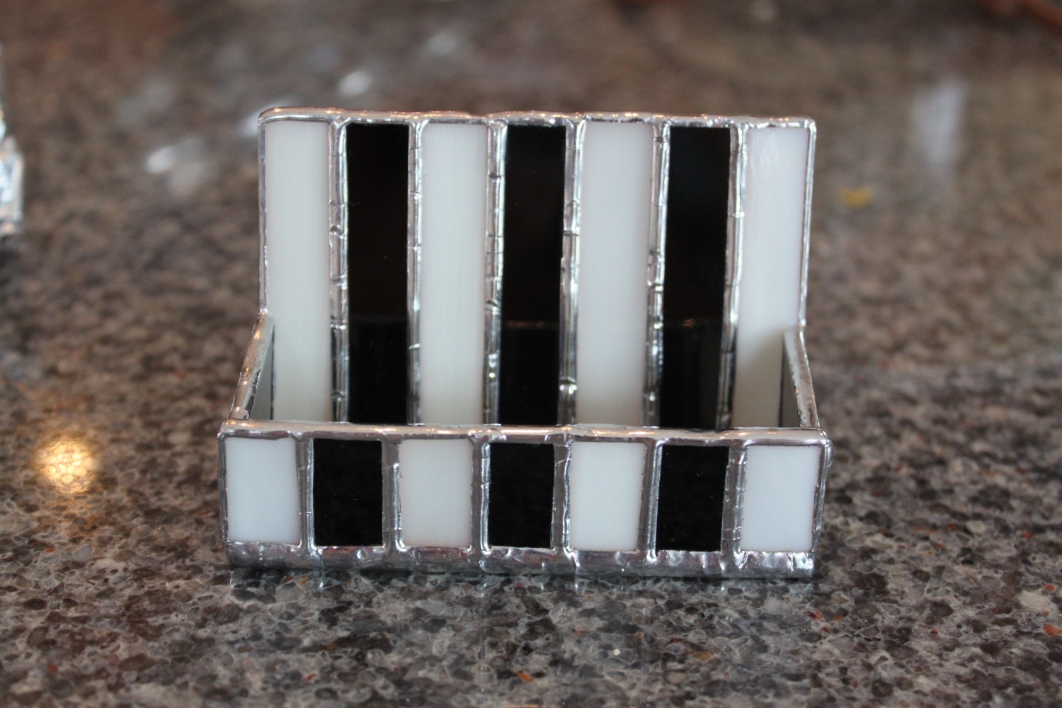 Black and white striped business card holder